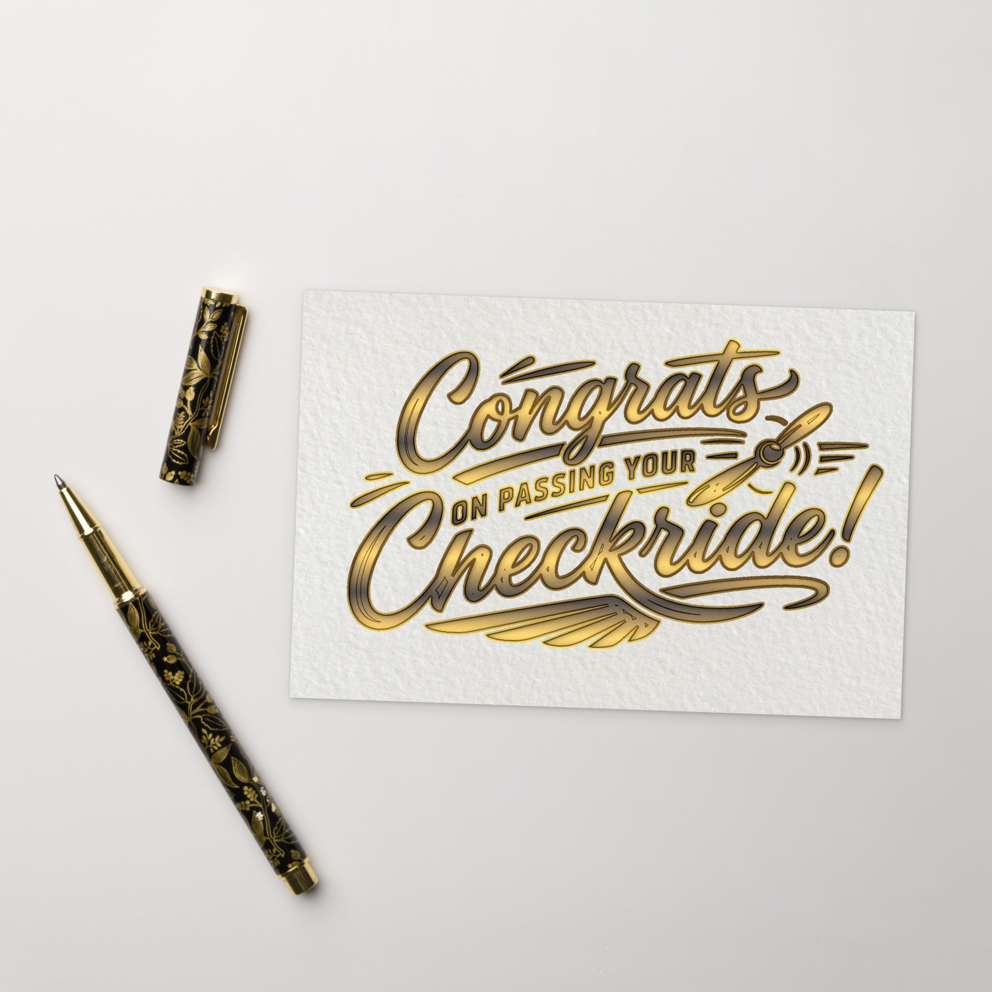 Congrats on passing your checkride! postcard (v4. gold)