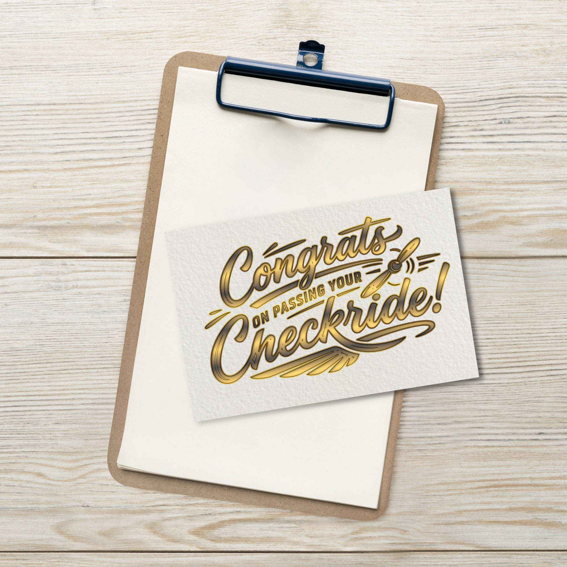 Congrats on passing your checkride! postcard (v4. gold)