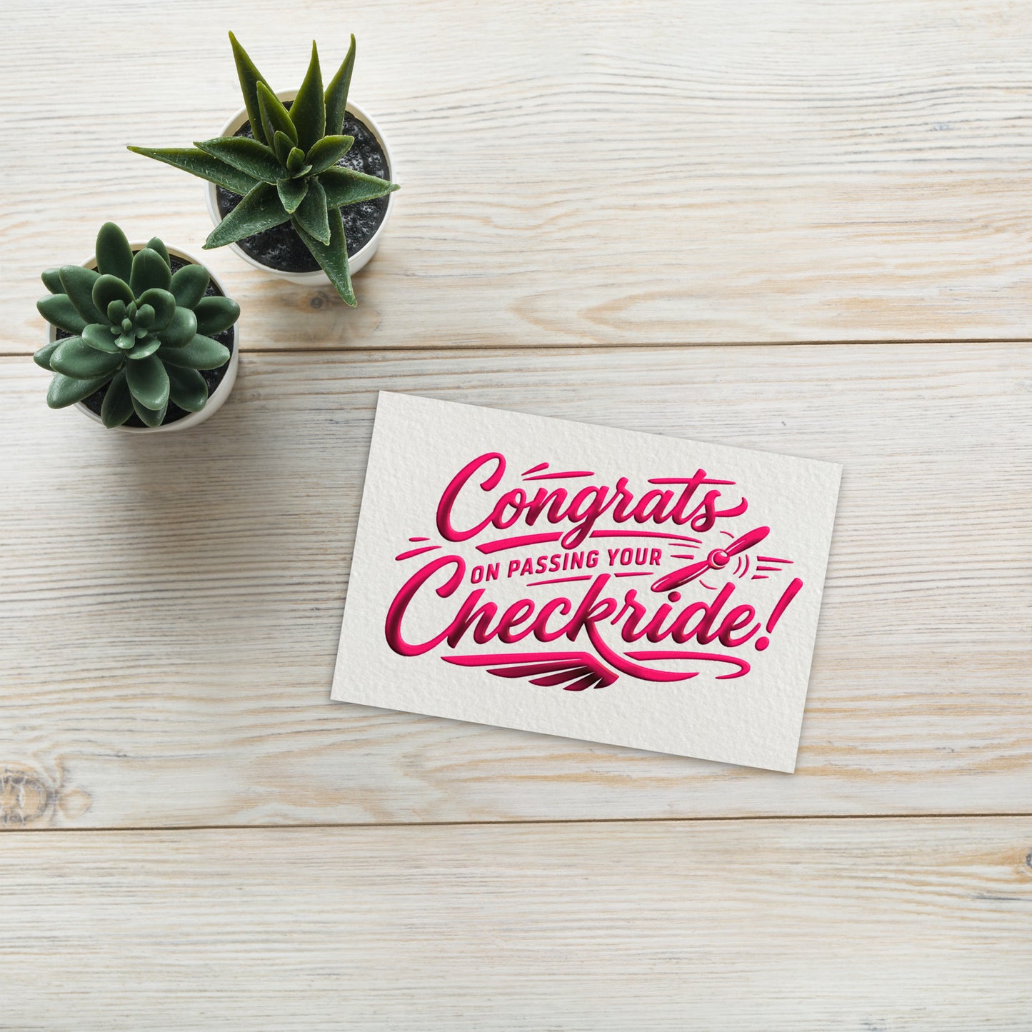 Congrats on passing your checkride! postcard (v4. pink)