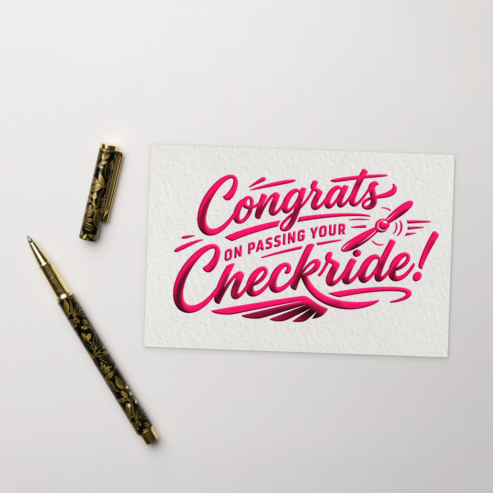 Congrats on passing your checkride! postcard (v4. pink)