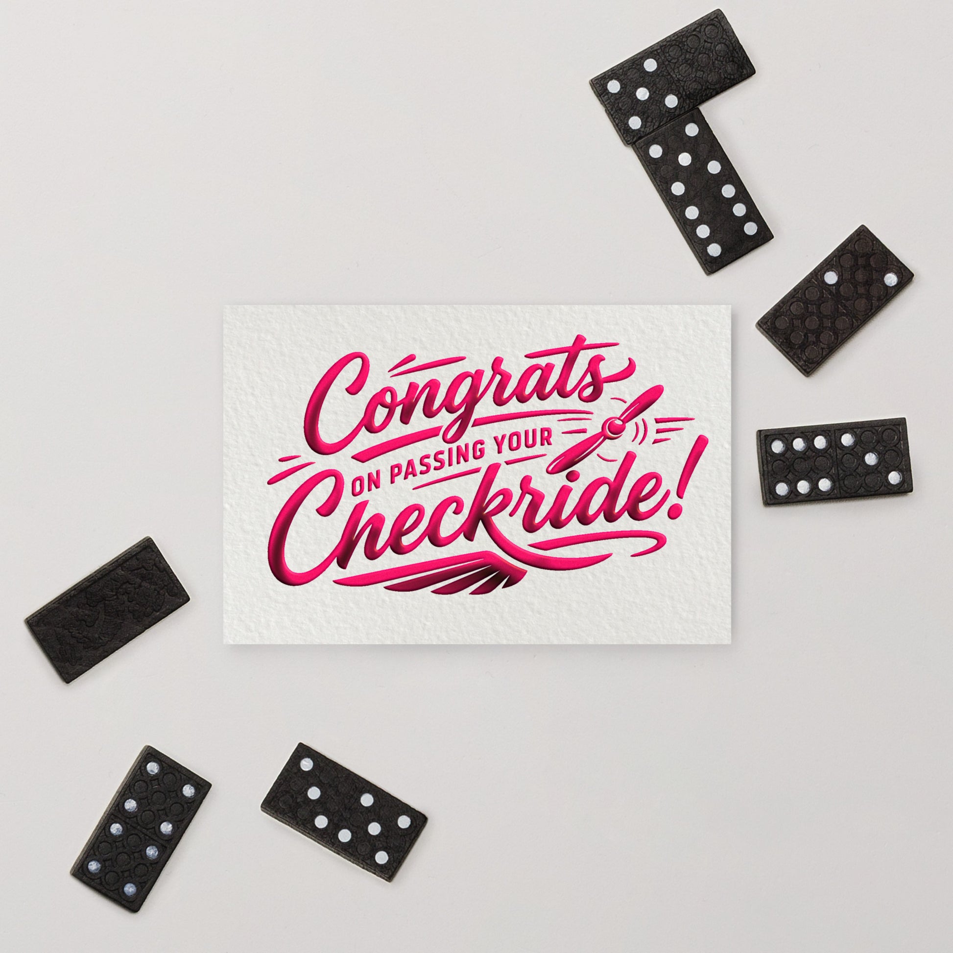 Congrats on passing your checkride! postcard (v4. pink)