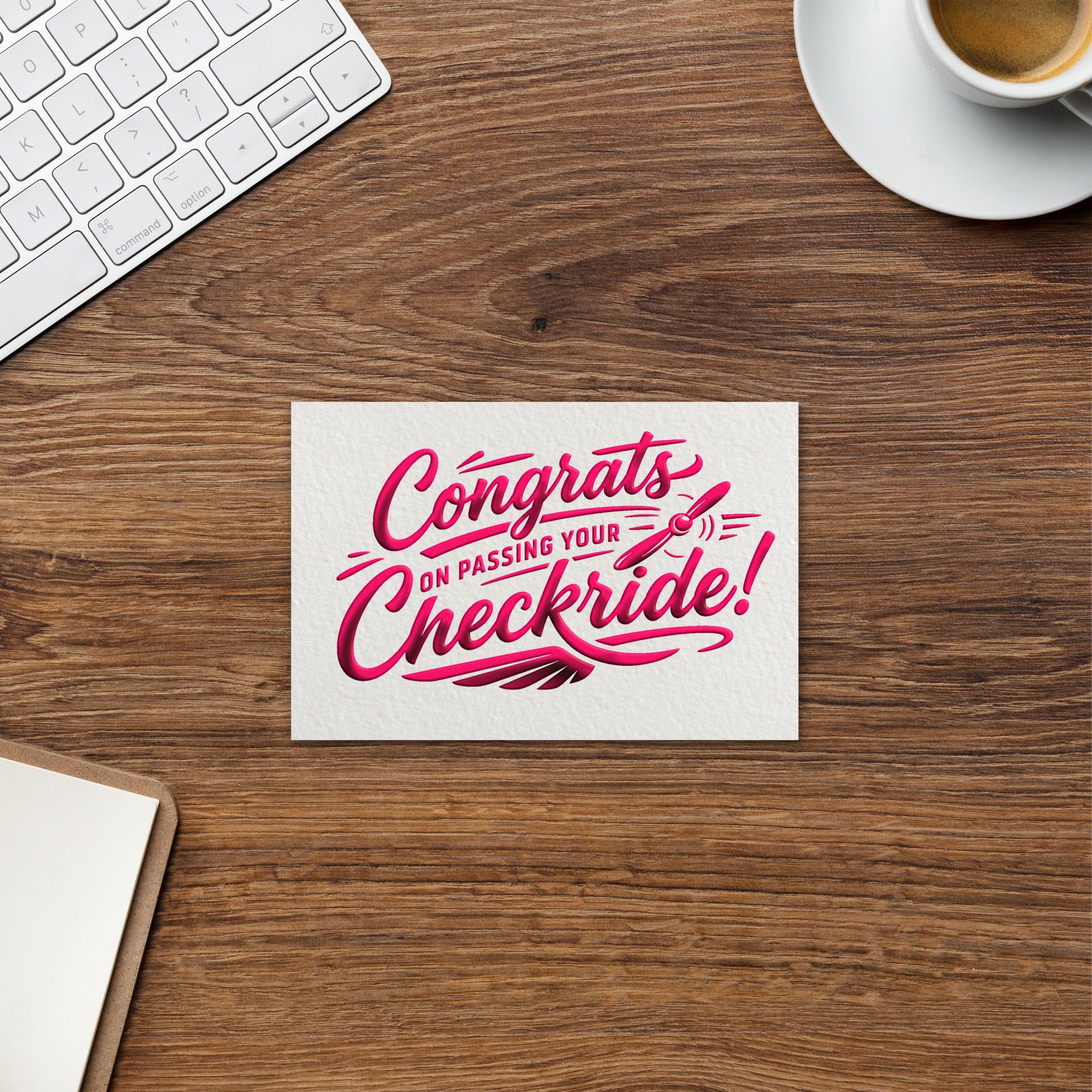 Congrats on passing your checkride! postcard (v4. pink)