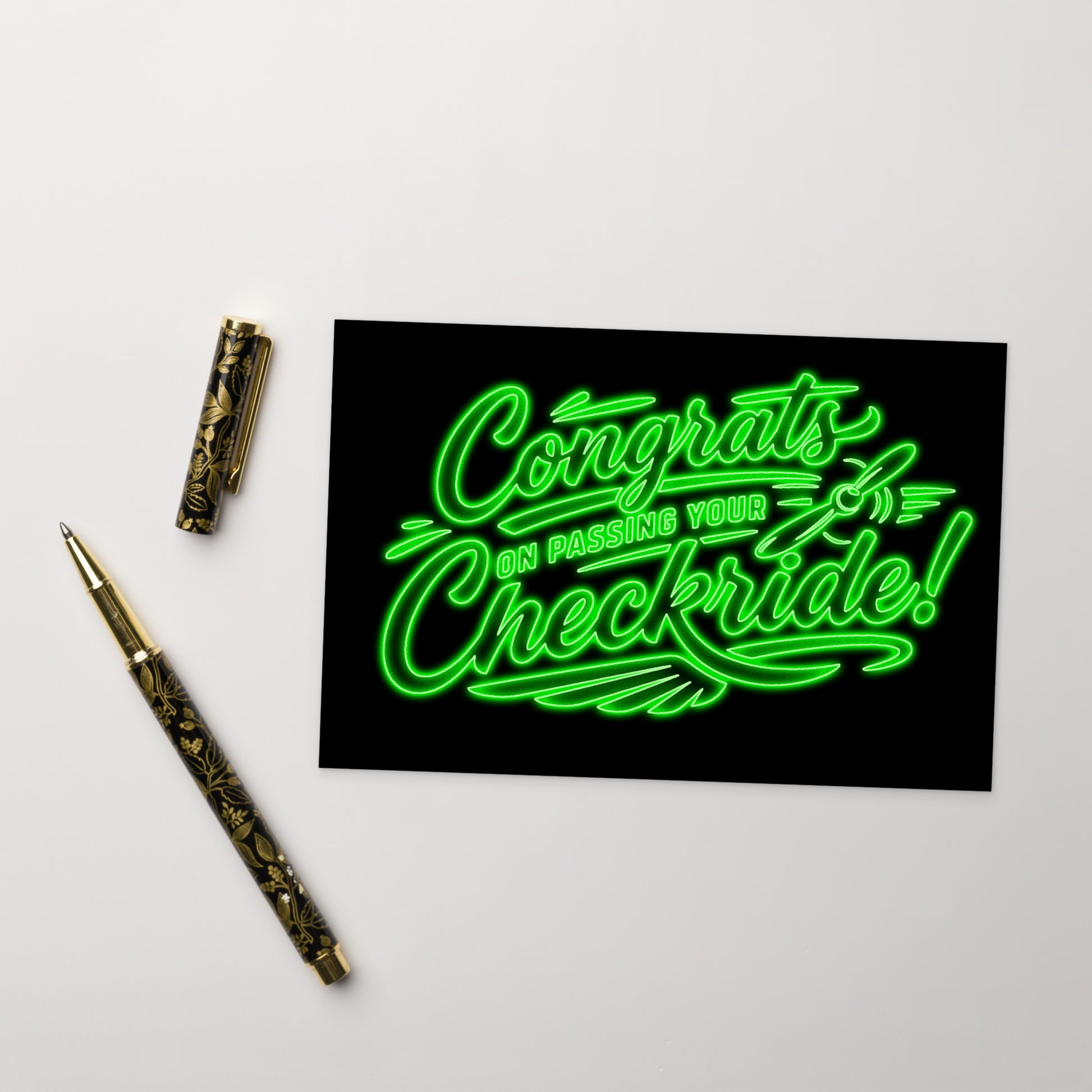 Congrats on passing your checkride! postcard (v4. green)