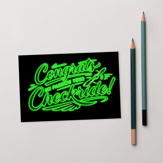 Congrats on passing your checkride! postcard (v4. green)