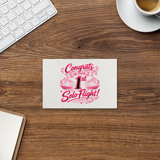 Congrats on your 1st Solo Flight! postcard (v3. pink)