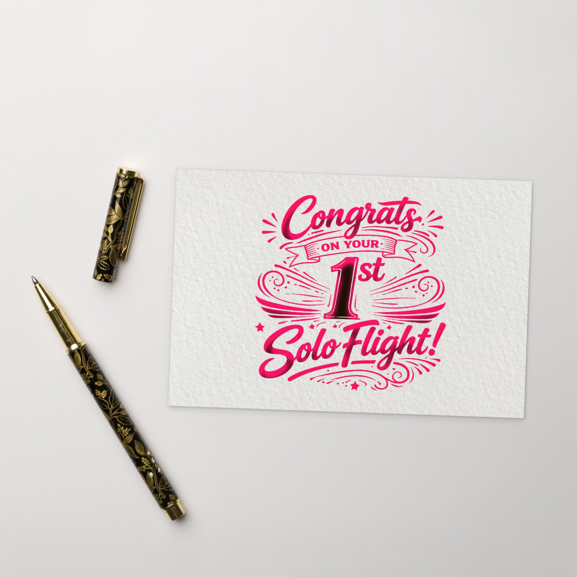 Congrats on your 1st Solo Flight! postcard (v3. pink)