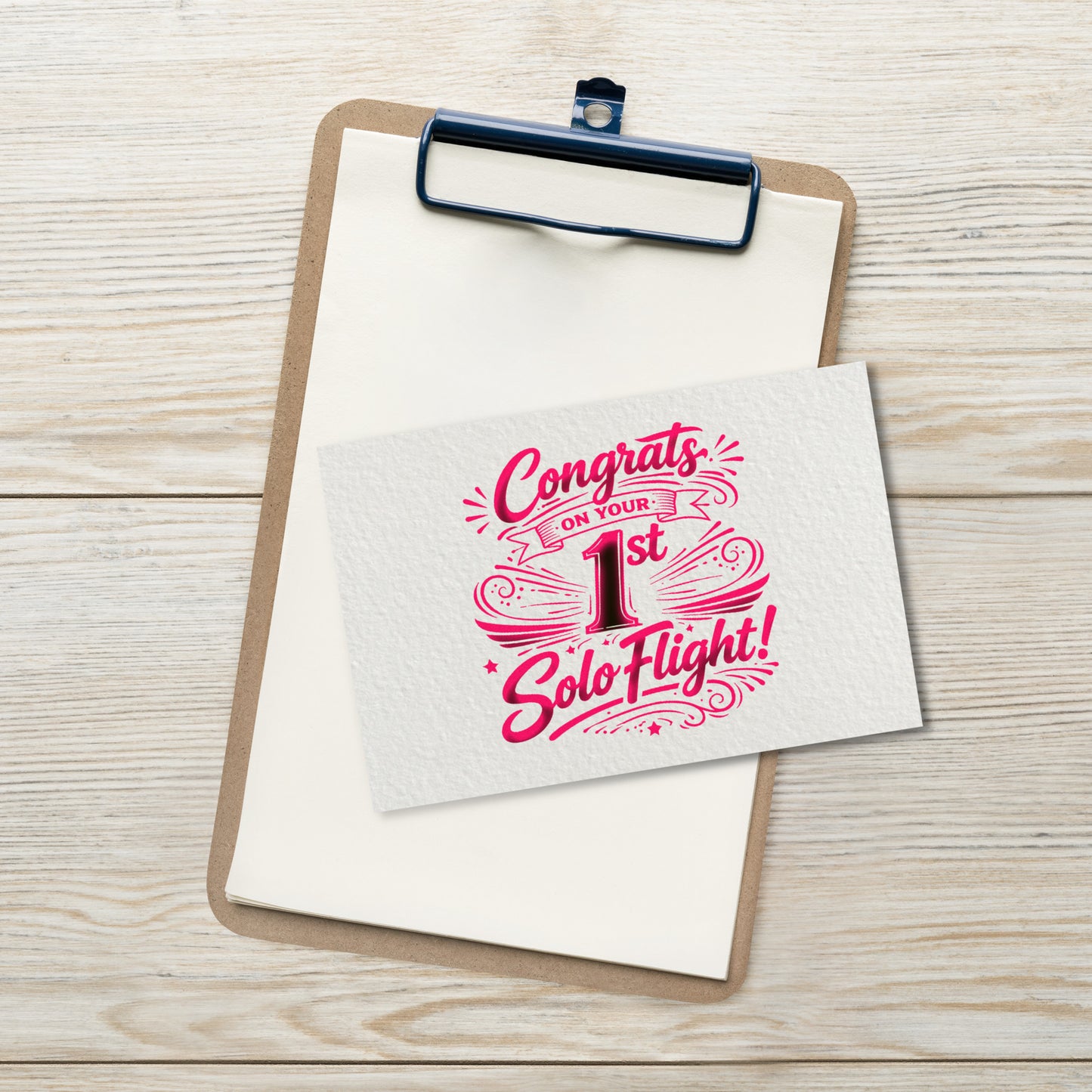 Congrats on your 1st Solo Flight! postcard (v3. pink)