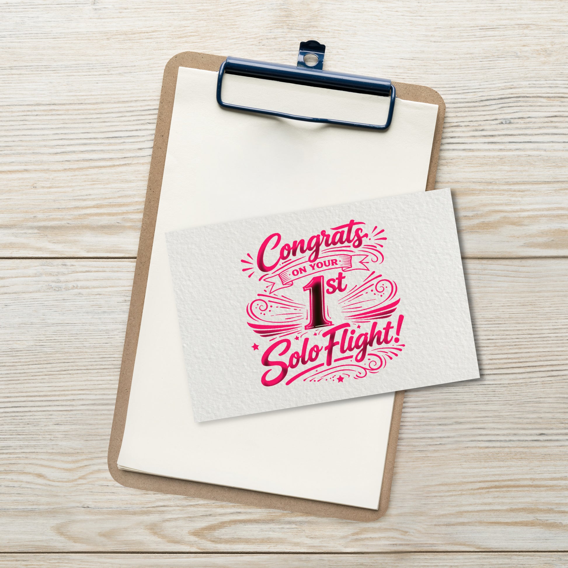 Congrats on your 1st Solo Flight! postcard (v3. pink)