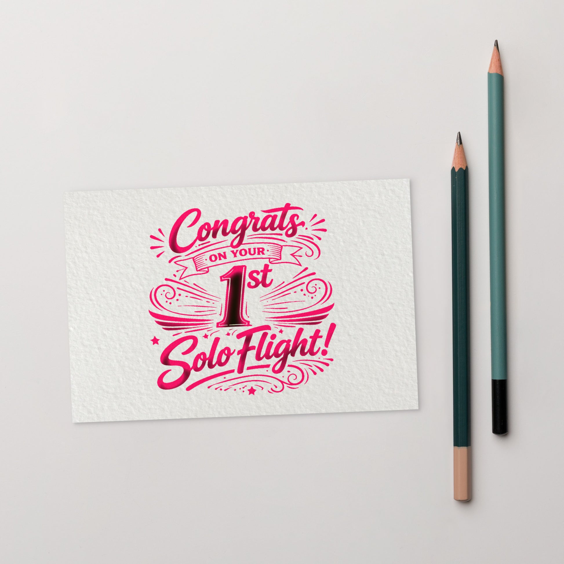 Congrats on your 1st Solo Flight! postcard (v3. pink)