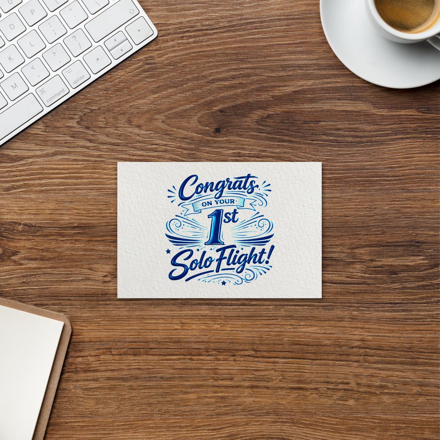 Congrats on your 1st Solo Flight! postcard (v3. blue)