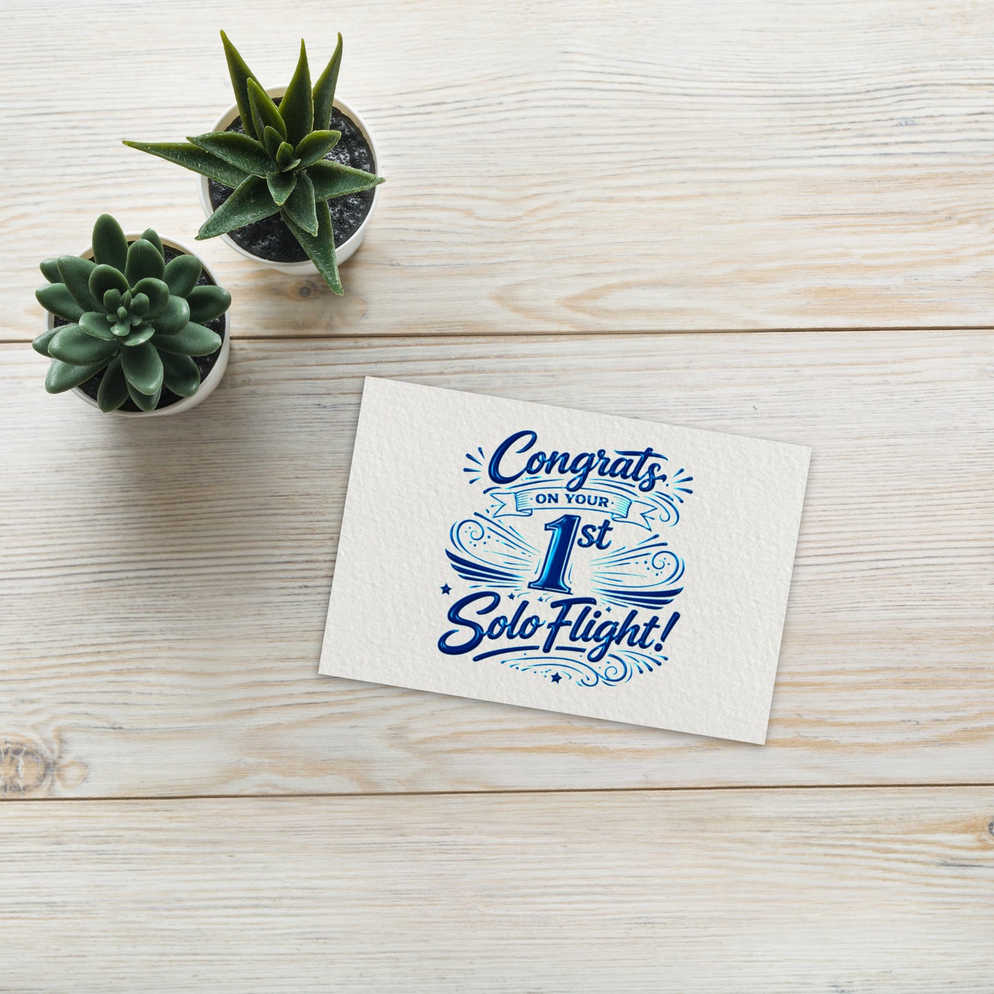 Congrats on your 1st Solo Flight! postcard (v3. blue)