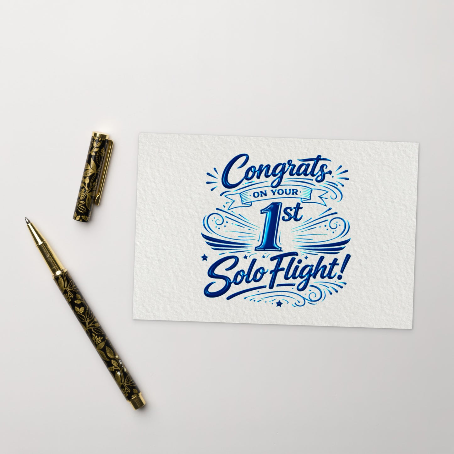 Congrats on your 1st Solo Flight! postcard (v3. blue)