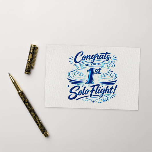 Congrats on your 1st Solo Flight! postcard (v3. blue)