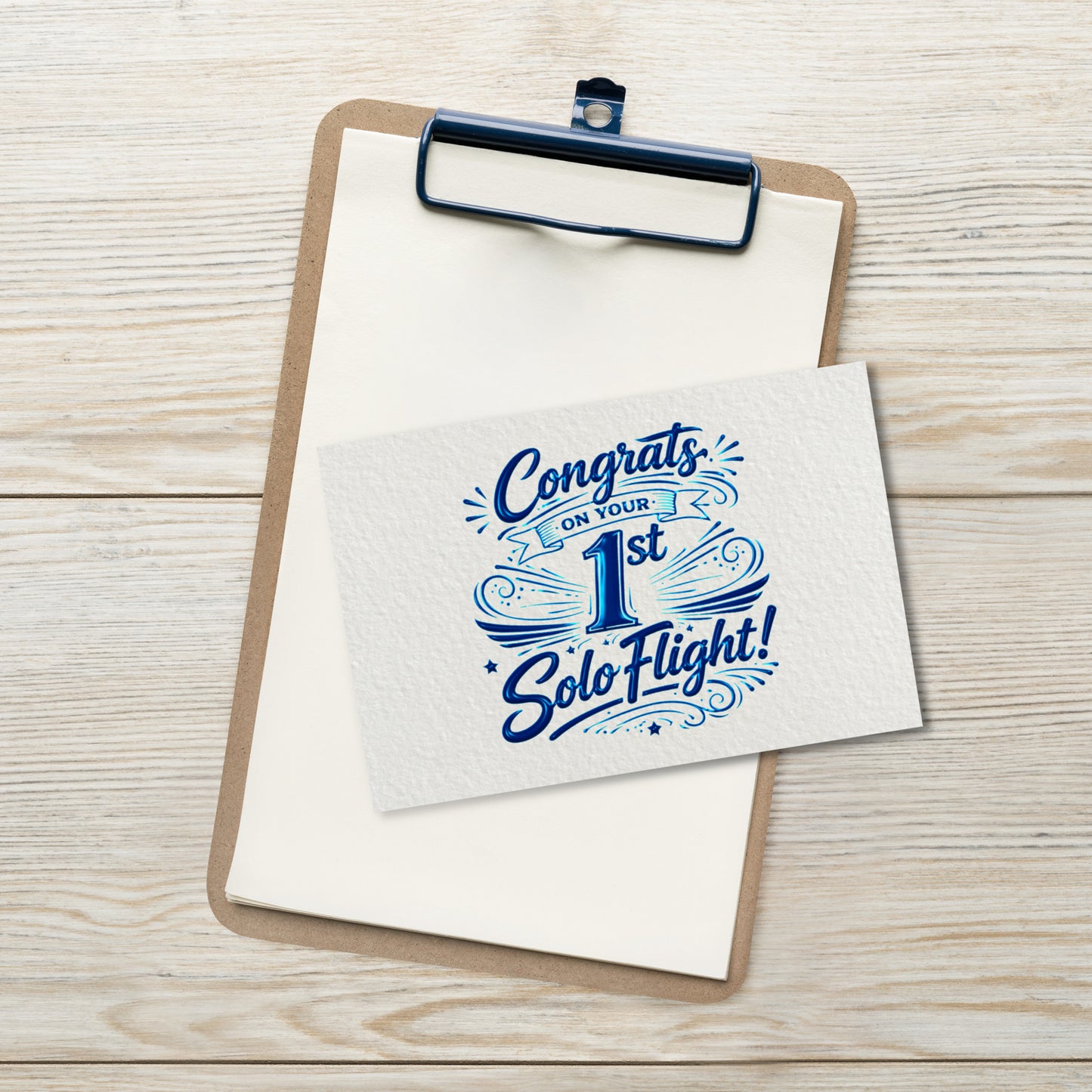 Congrats on your 1st Solo Flight! postcard (v3. blue)