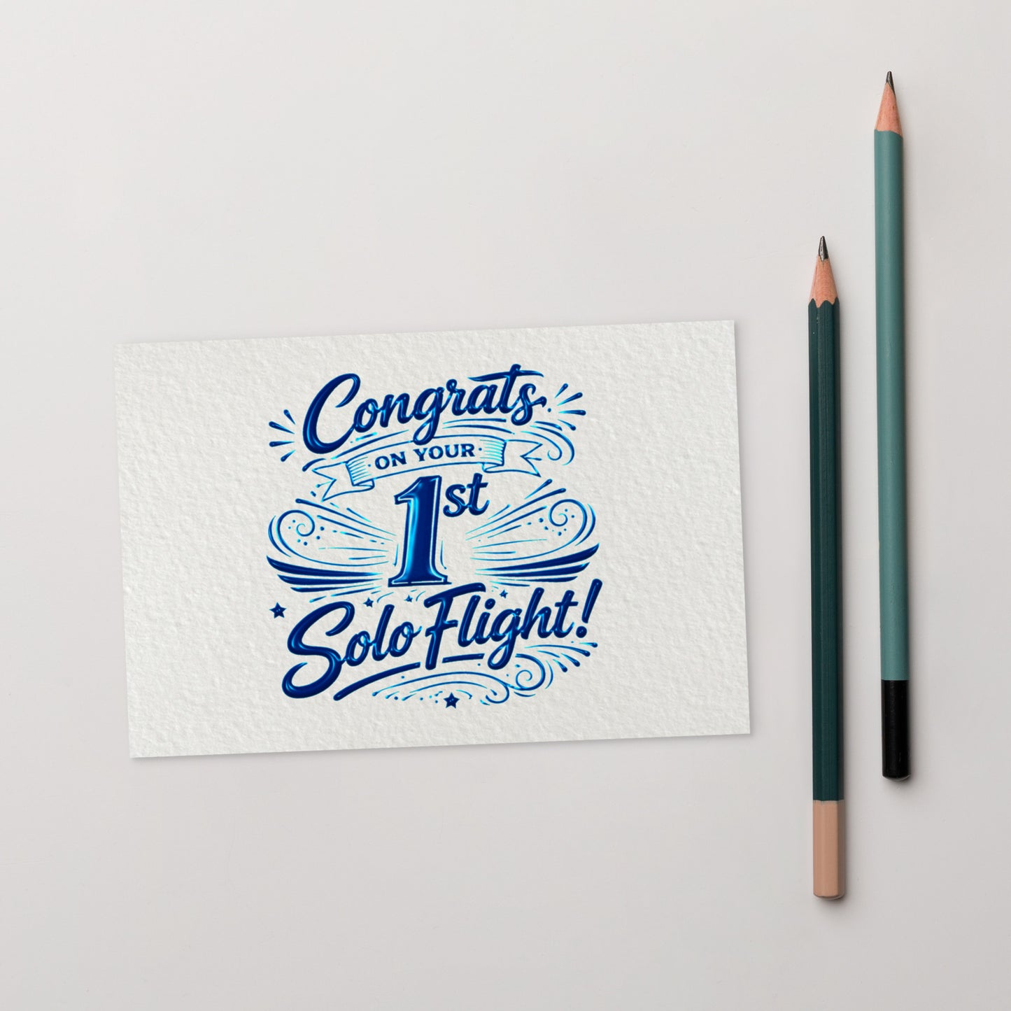 Congrats on your 1st Solo Flight! postcard (v3. blue)