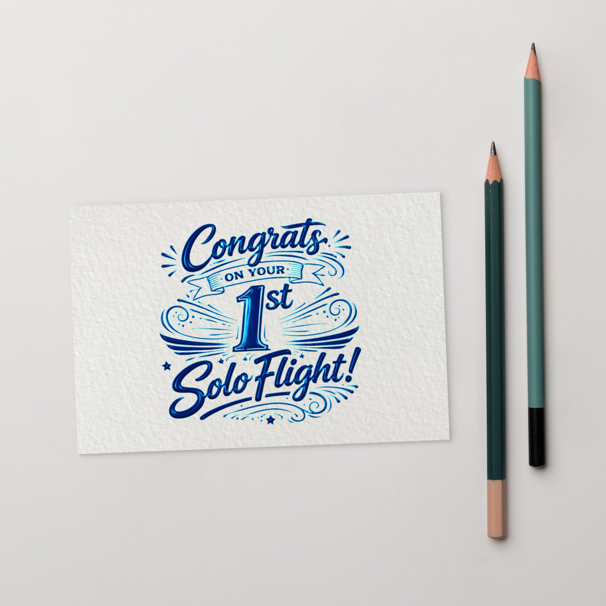Congrats on your 1st Solo Flight! postcard (v3. blue)