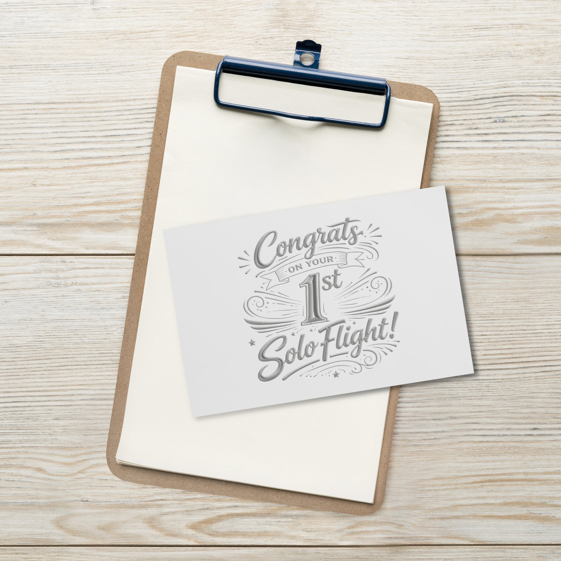 Congrats on your 1st Solo Flight! postcard (v3. silver)