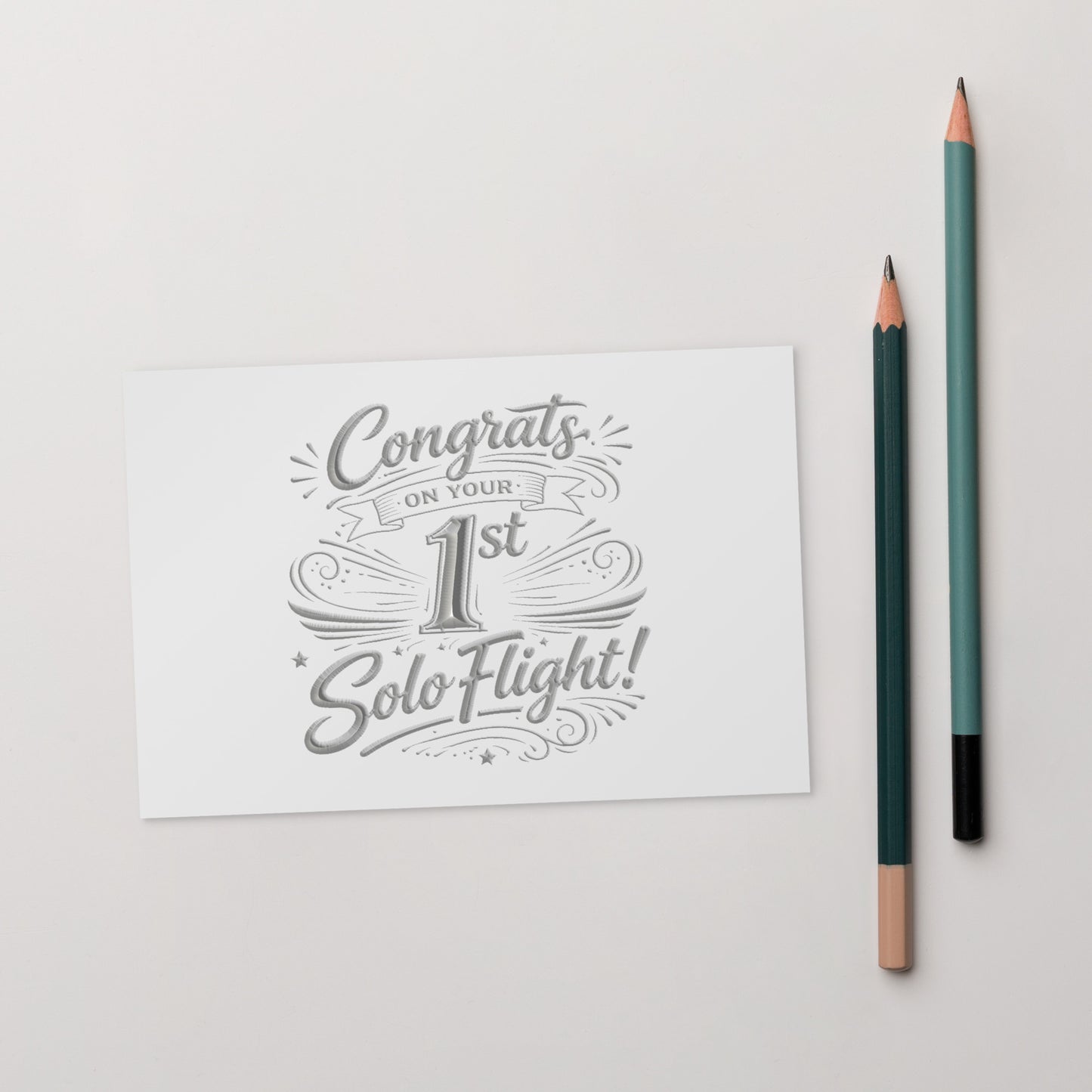 Congrats on your 1st Solo Flight! postcard (v3. silver)