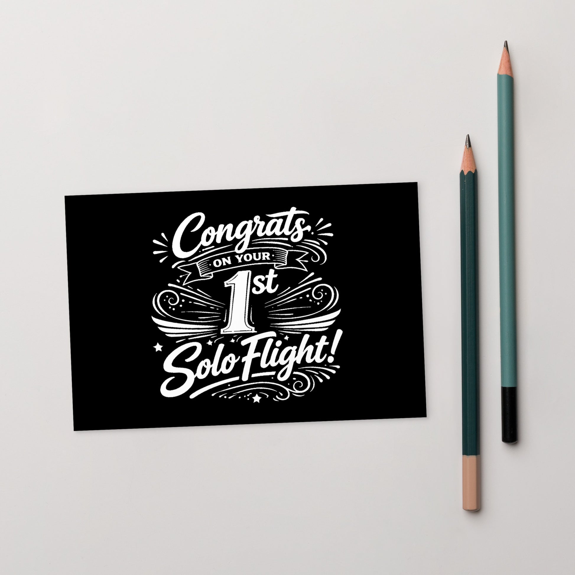 Congrats on your 1st Solo Flight! postcard (v3. white)