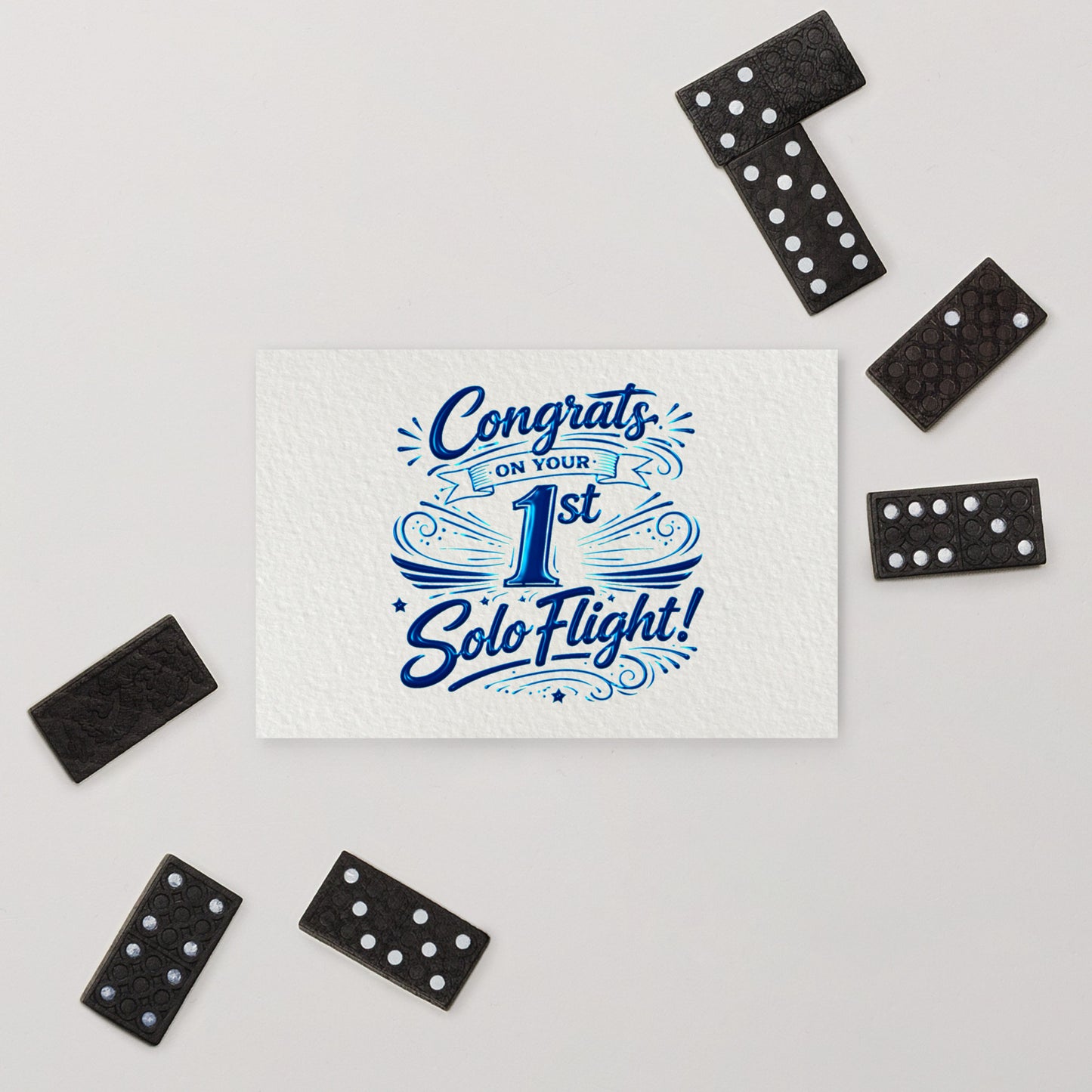 Congrats on your 1st Solo Flight! postcard (v3. blue)