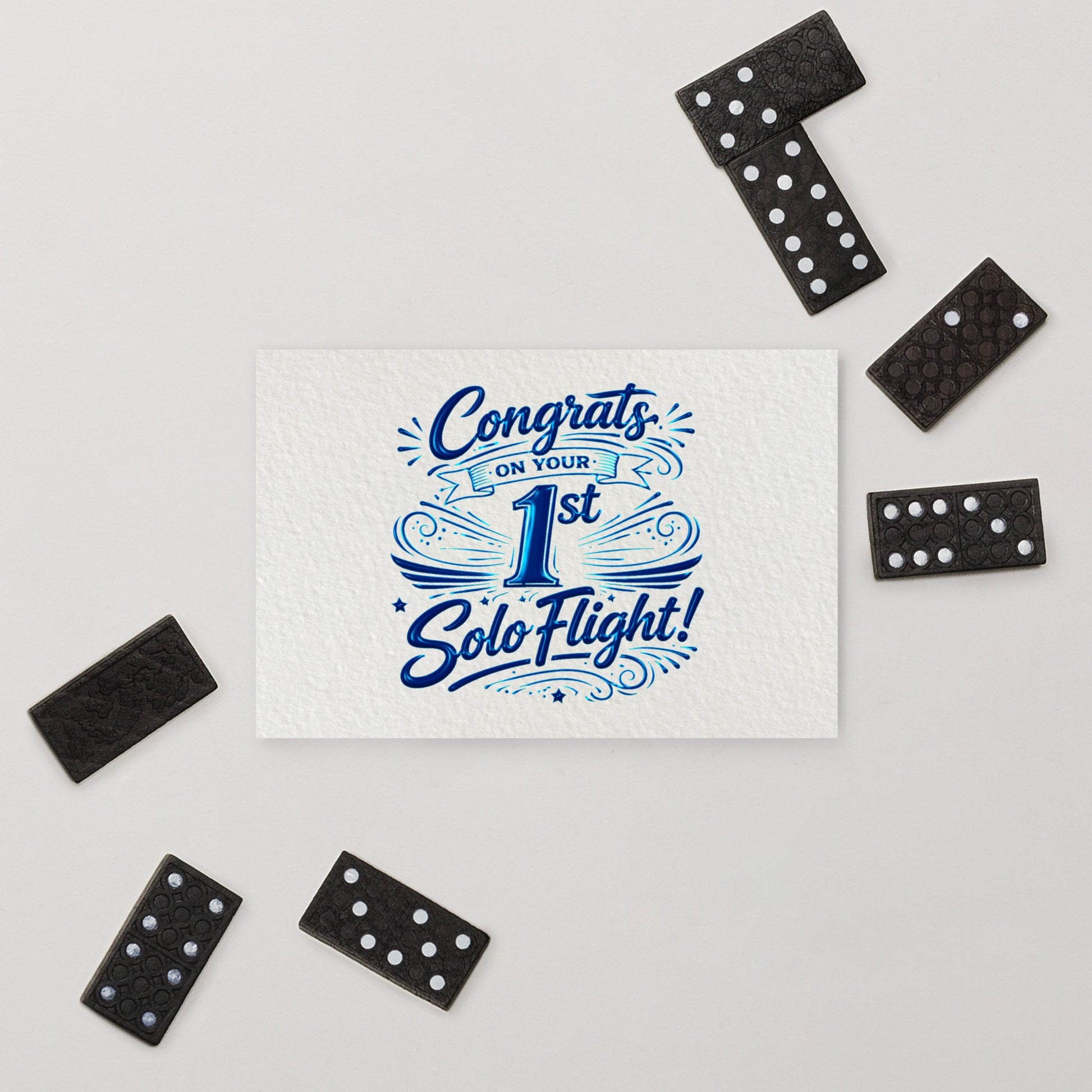 Congrats on your 1st Solo Flight! postcard (v3. blue)