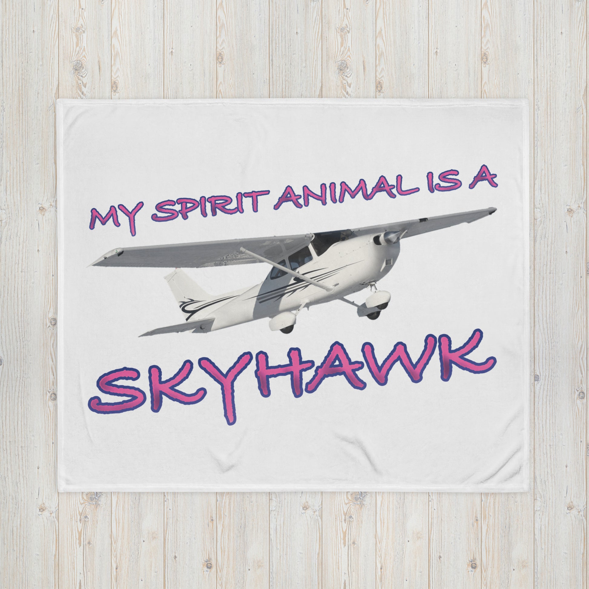 My Spirit Animal is a Skyhawk throw blanket (pink)