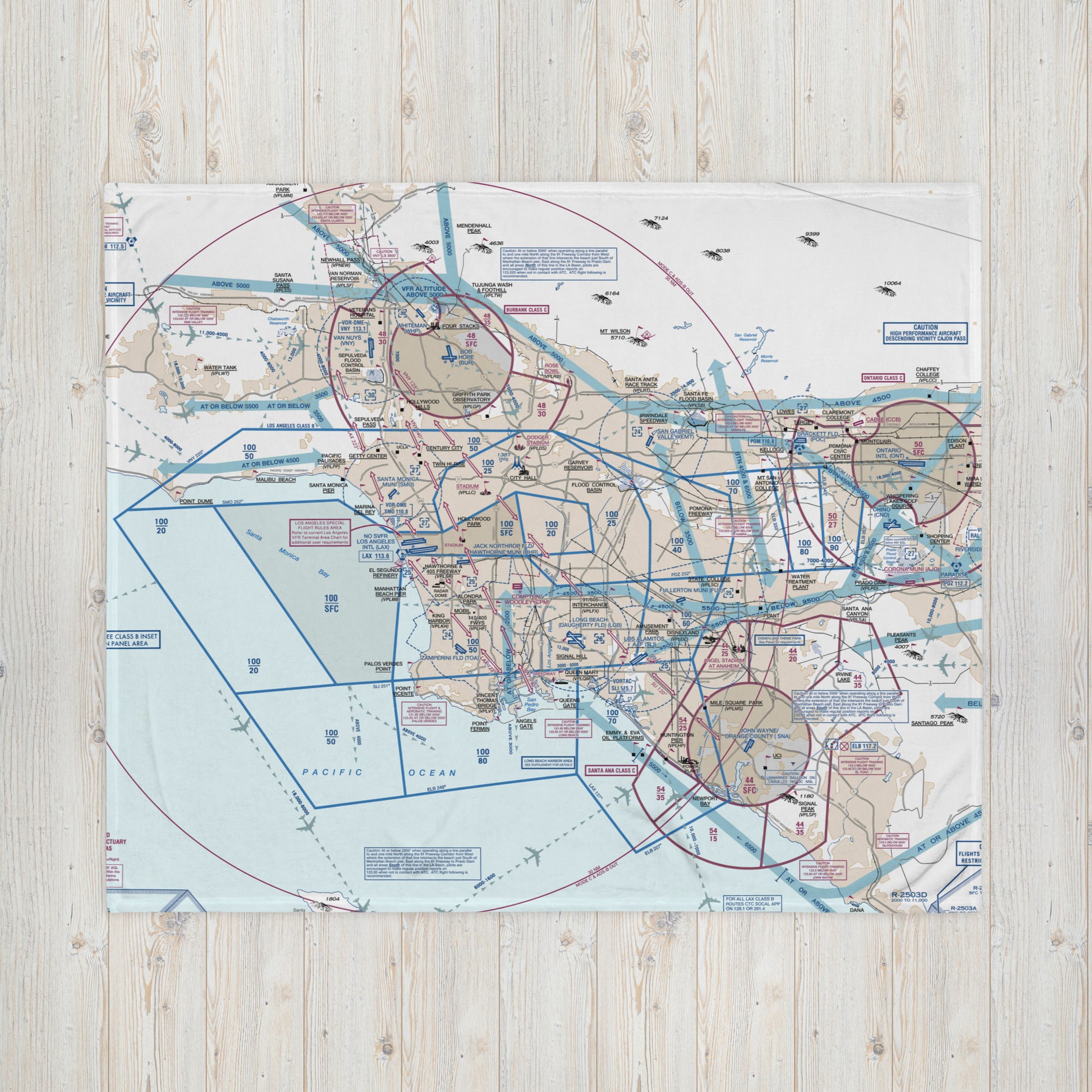 LAX Flyway Chart throw blanket