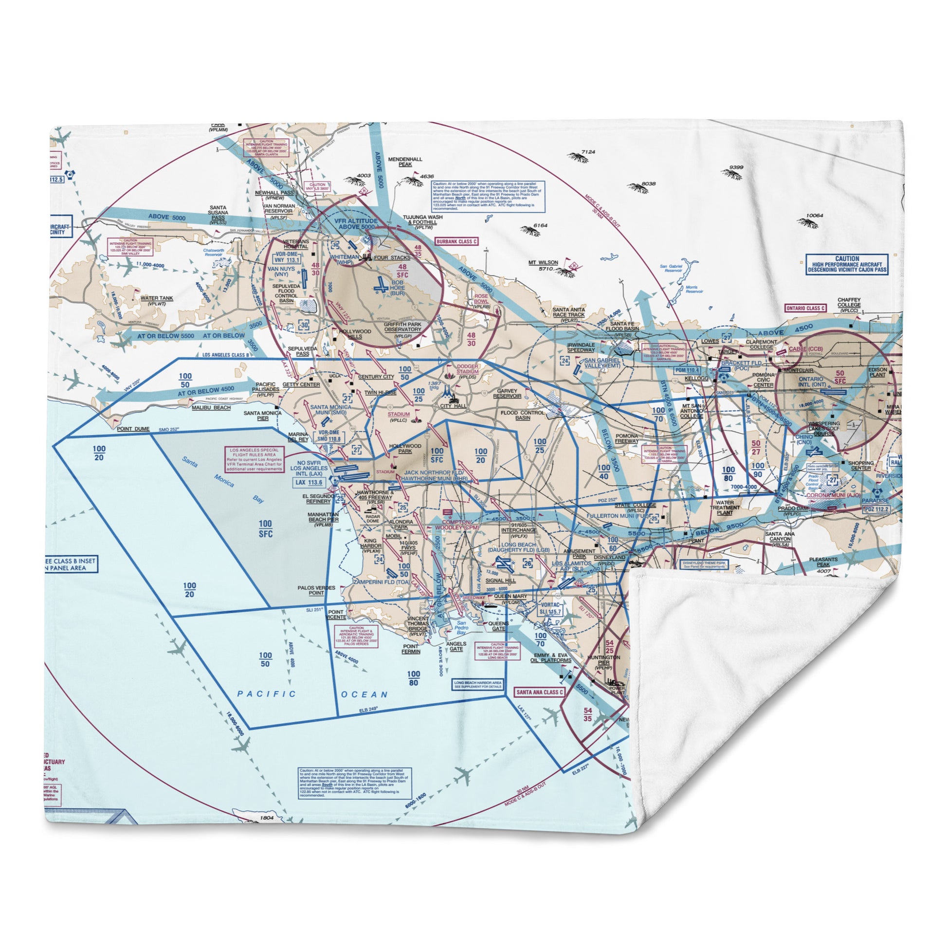 LAX Flyway Chart throw blanket
