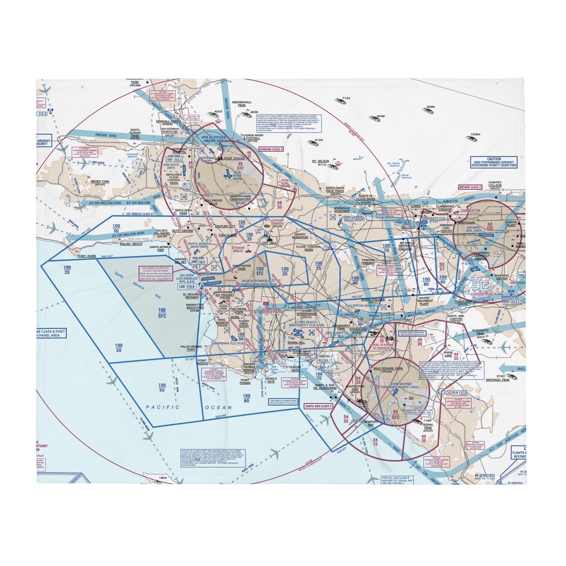LAX Flyway Chart throw blanket