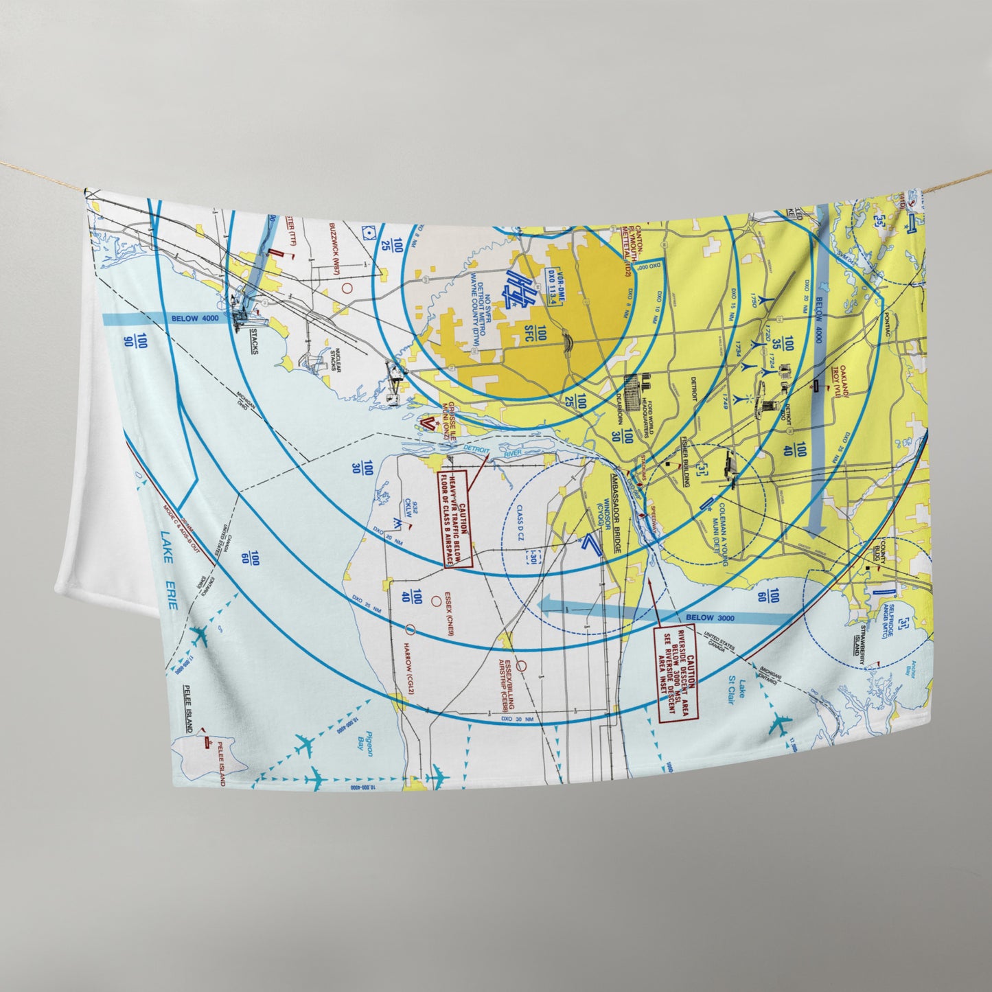 Detroit Flyway Chart throw blanket
