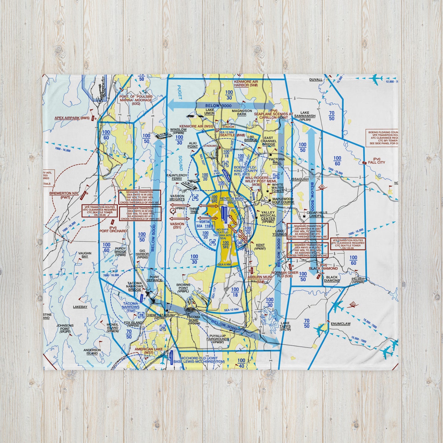 Seattle Flyway Chart throw blanket