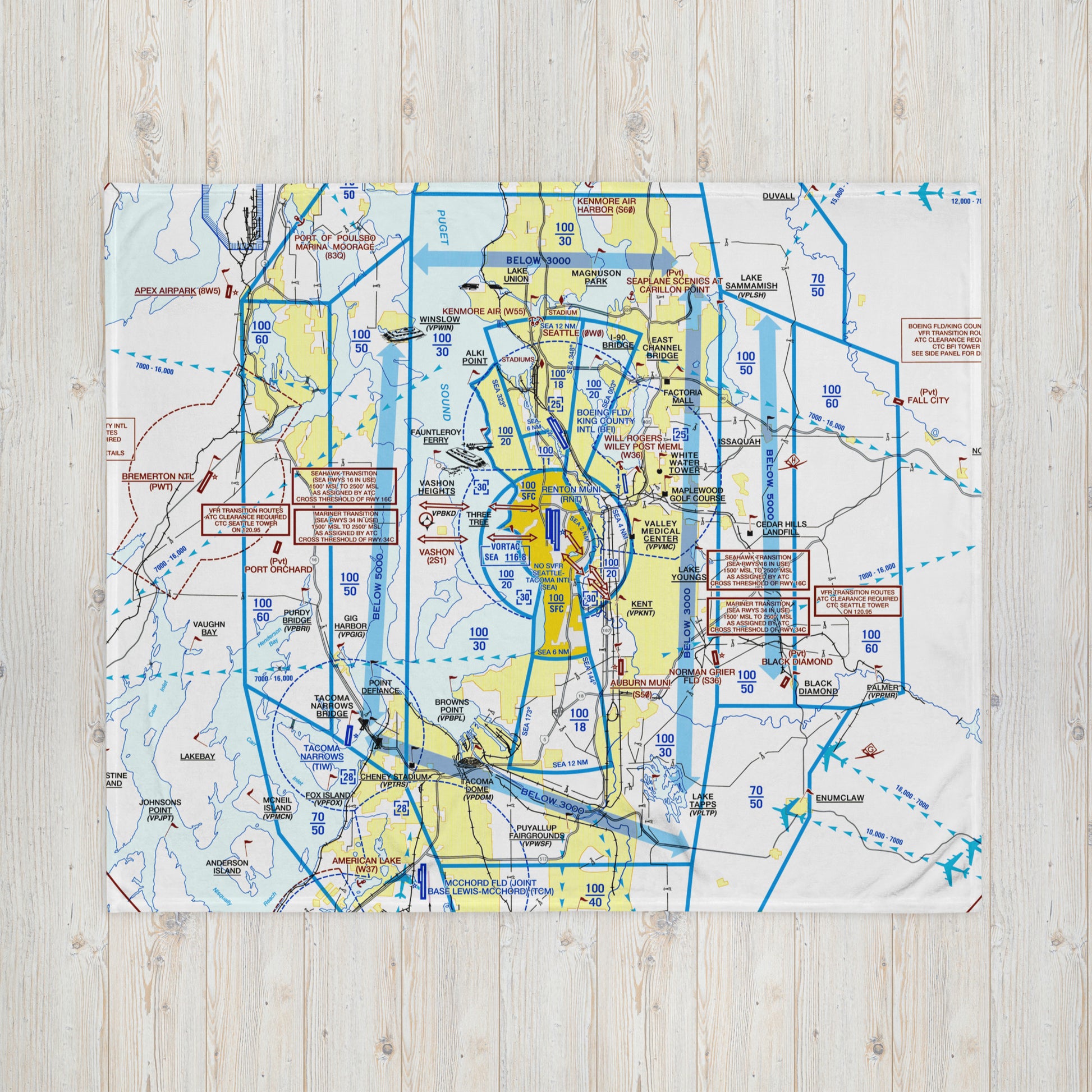Seattle Flyway Chart throw blanket