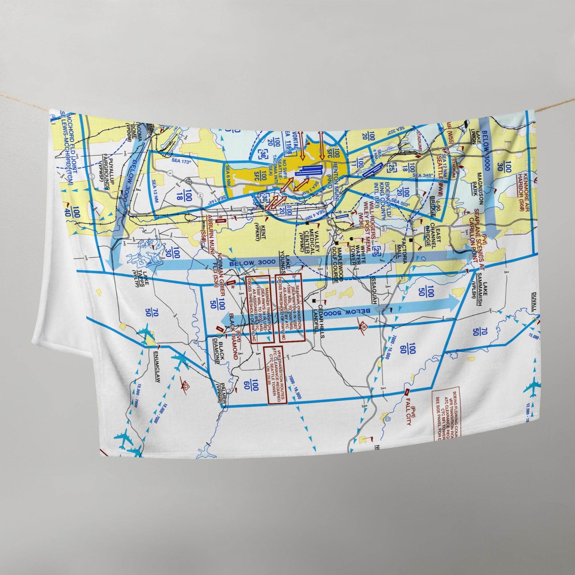 Seattle Flyway Chart throw blanket