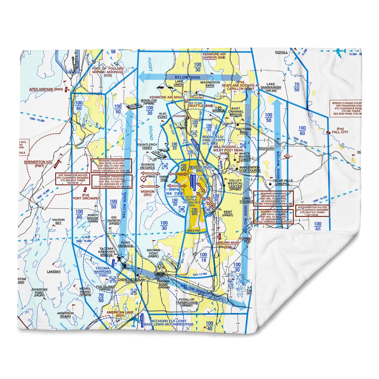 Seattle Flyway Chart throw blanket
