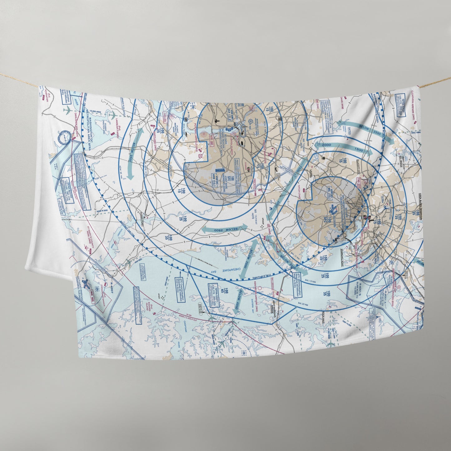 Baltimore-Washington Flyway Chart throw blanket