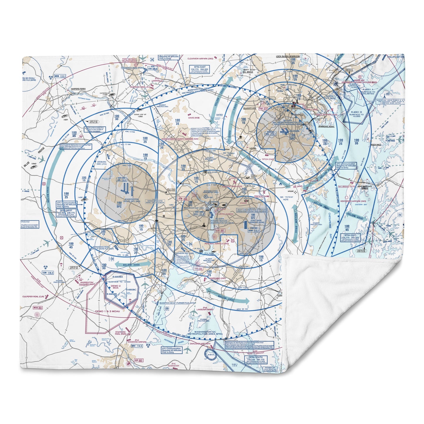 Baltimore-Washington Flyway Chart throw blanket