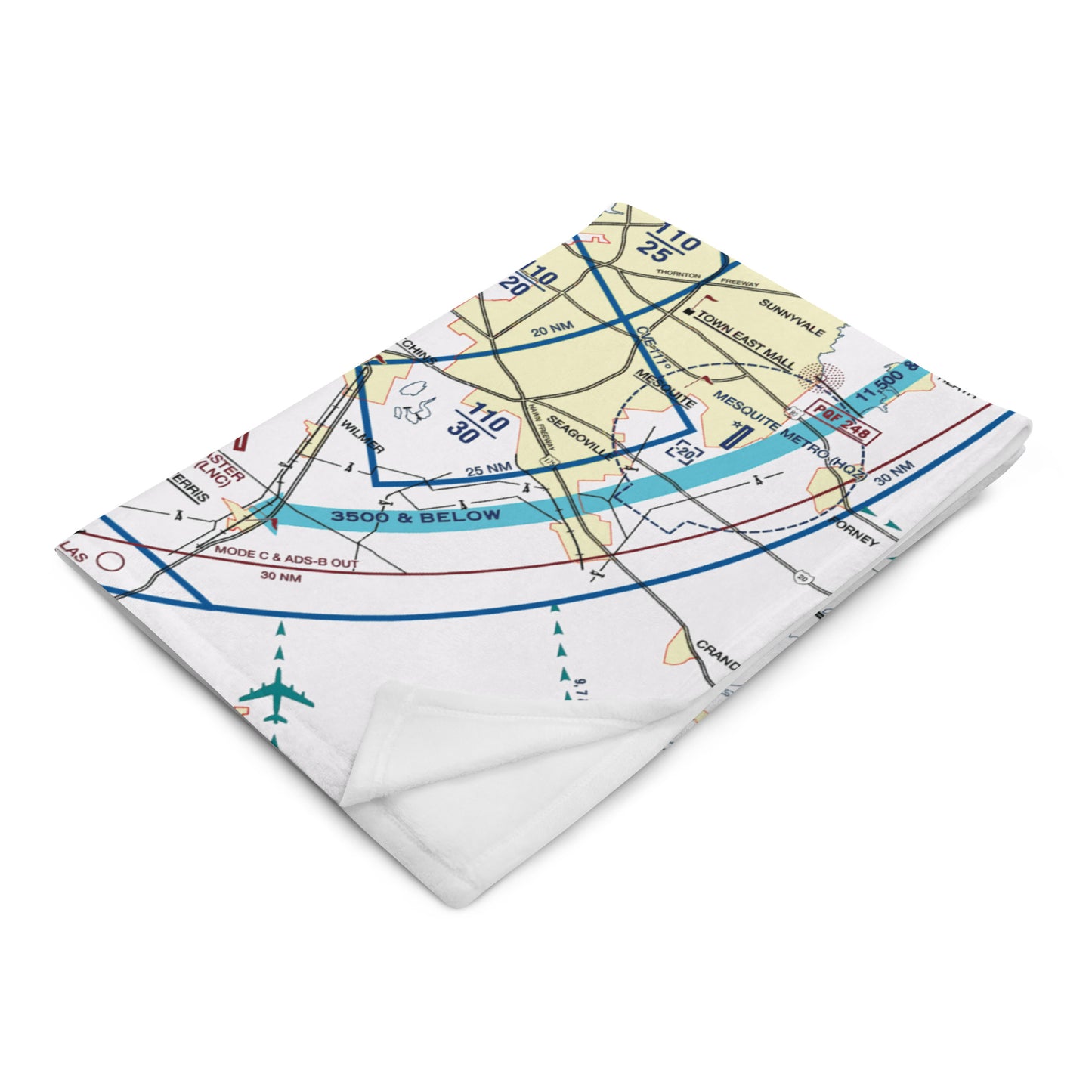 Dallas - Ft. Worth Flyway Chart throw blanket