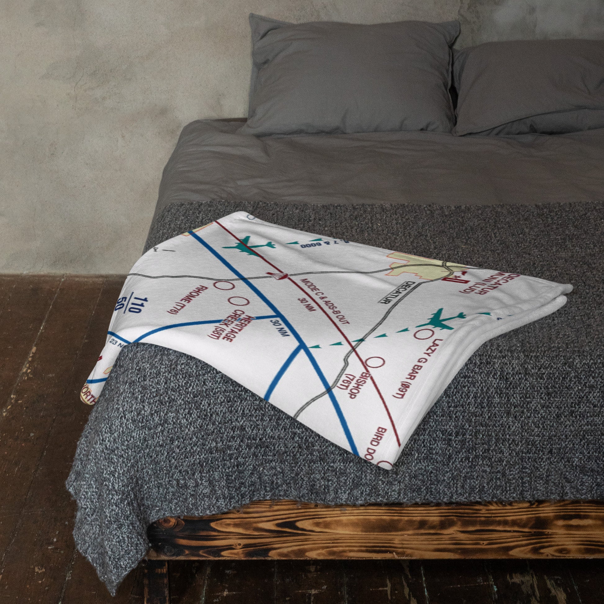 Dallas - Ft. Worth Flyway Chart throw blanket