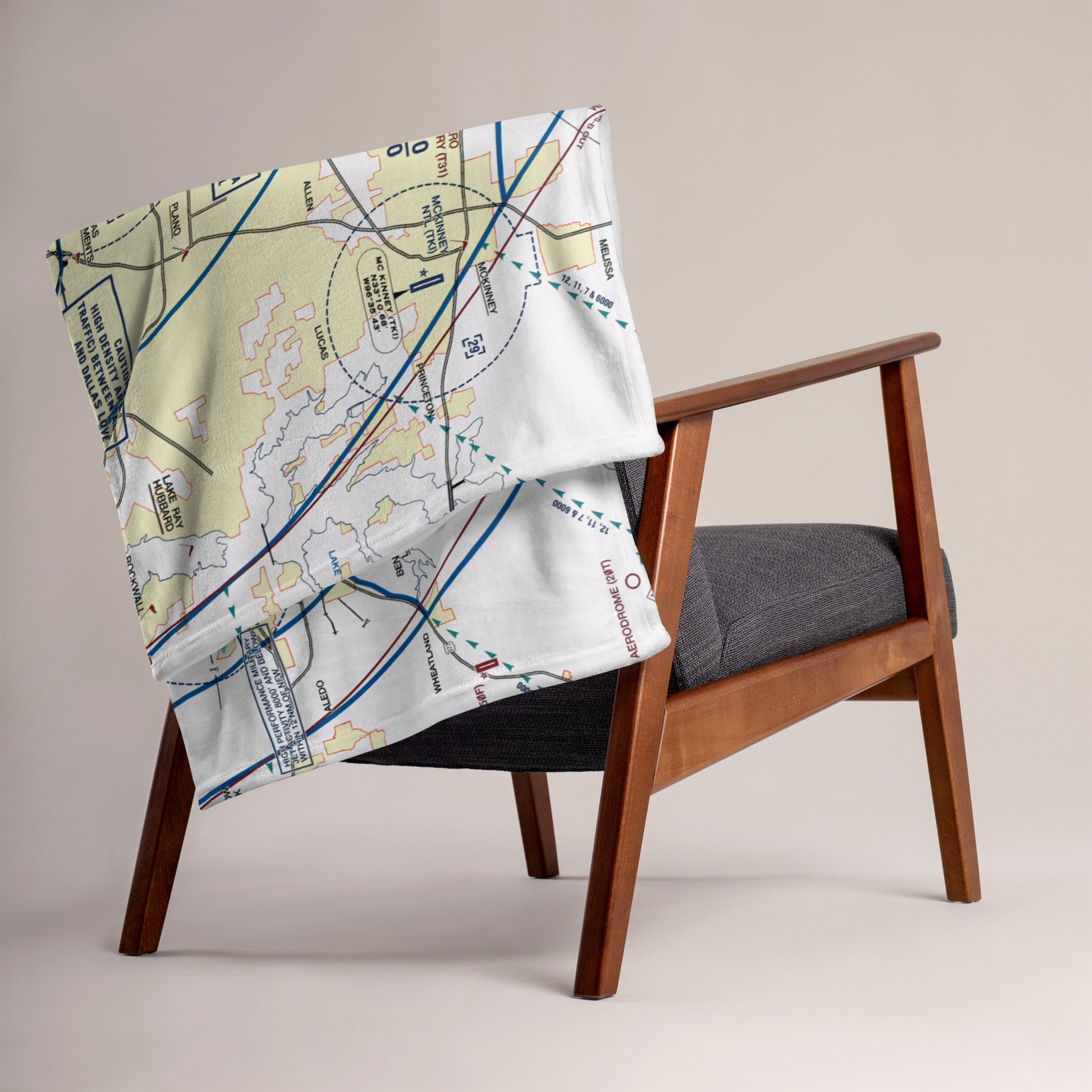 Dallas - Ft. Worth Flyway Chart throw blanket