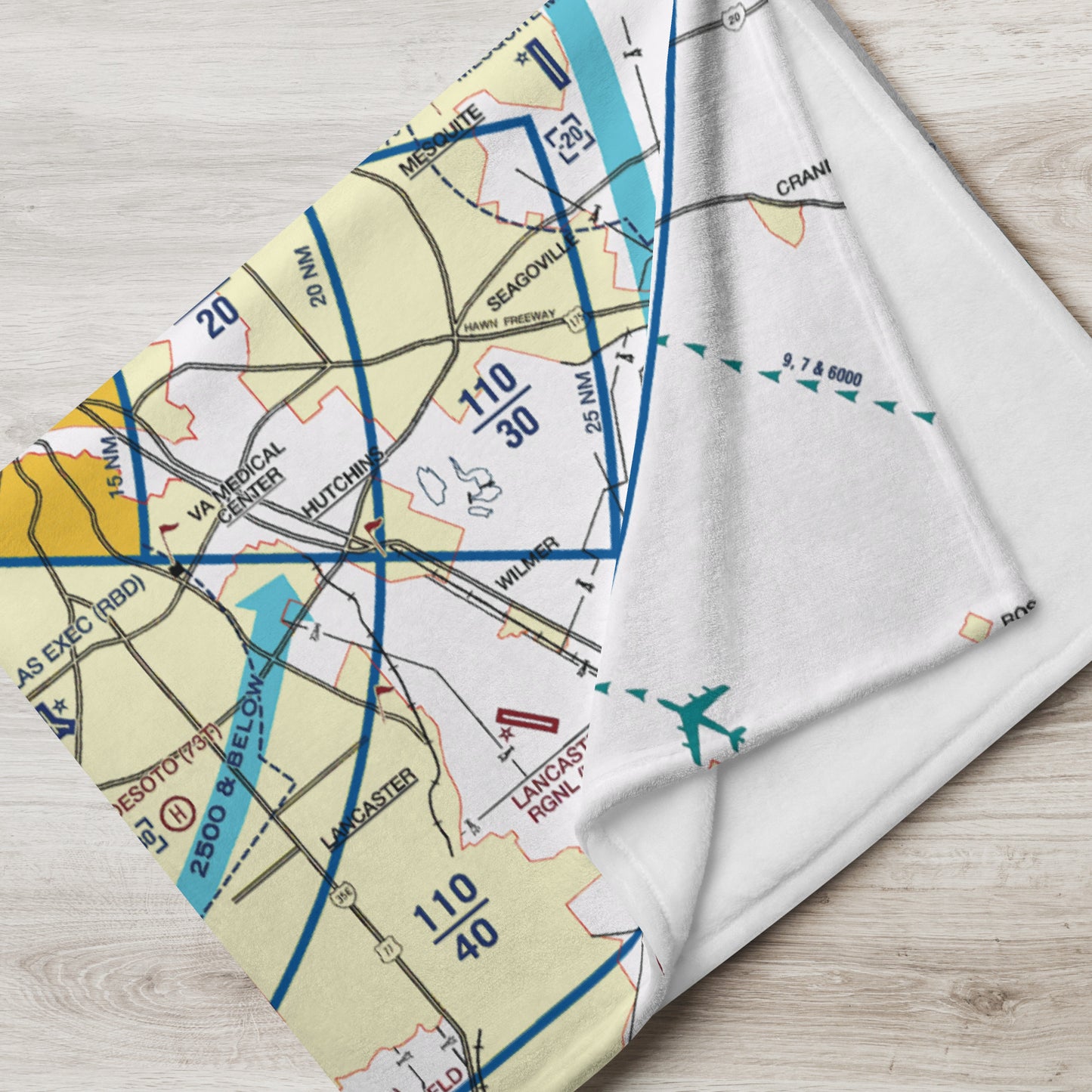 Dallas - Ft. Worth Flyway Chart throw blanket