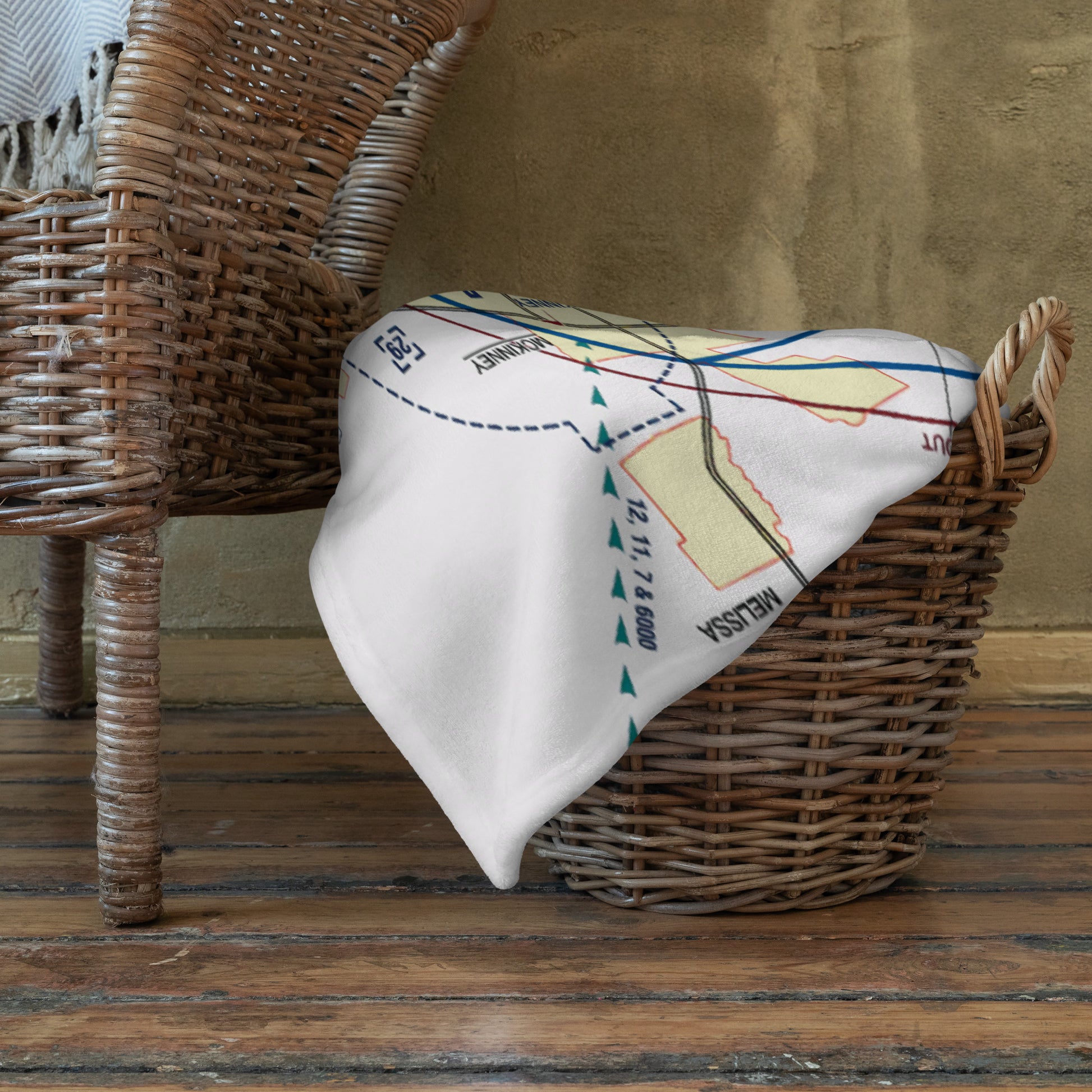 Dallas - Ft. Worth Flyway Chart throw blanket