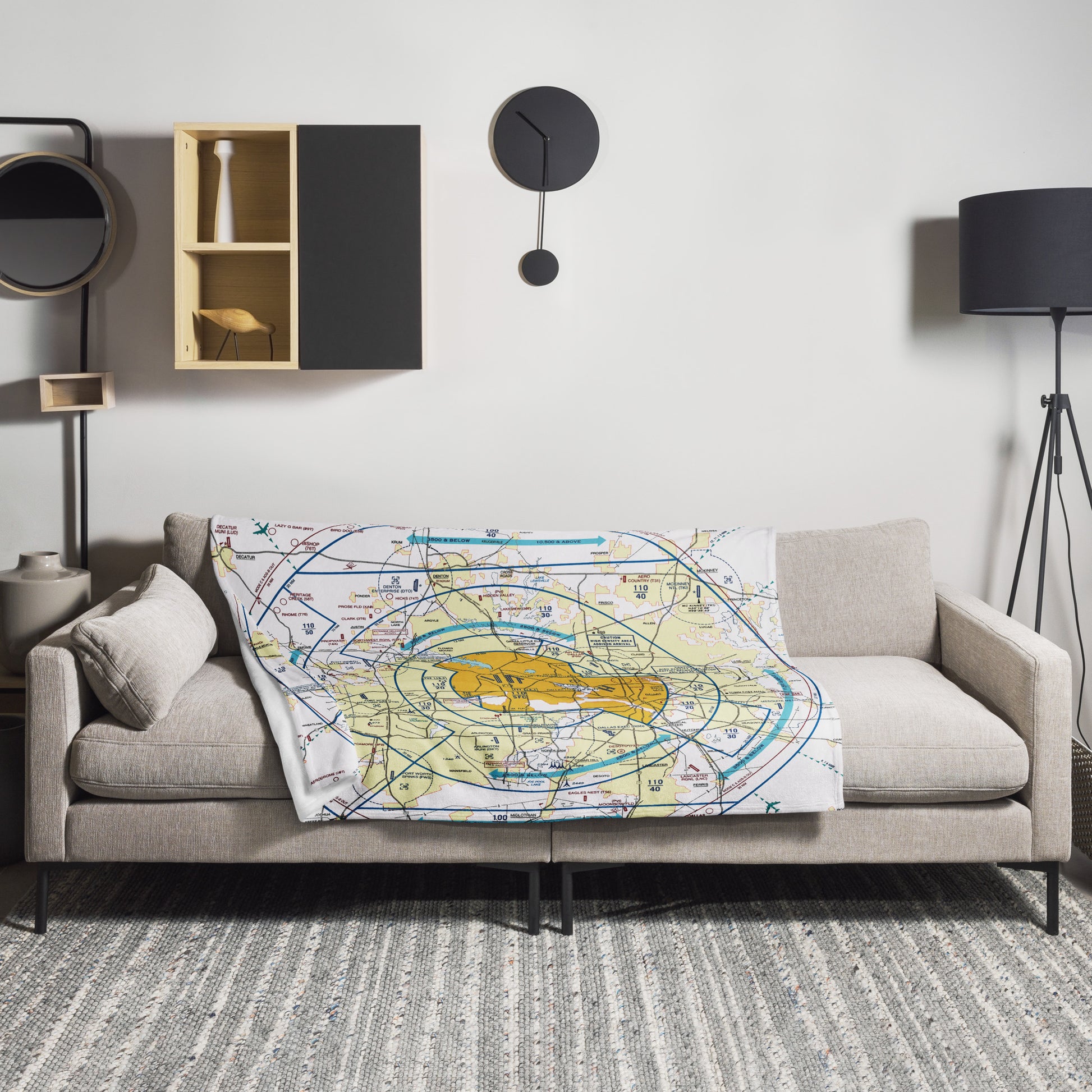 Dallas - Ft. Worth Flyway Chart throw blanket