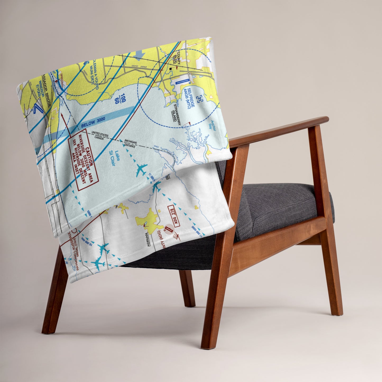 Detroit Flyway Chart throw blanket