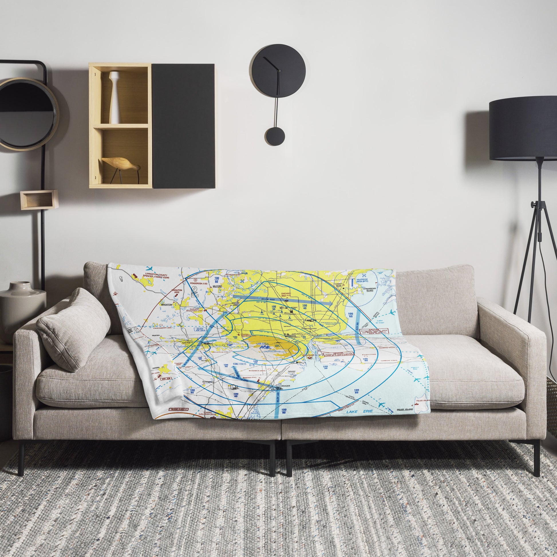 Detroit Flyway Chart throw blanket