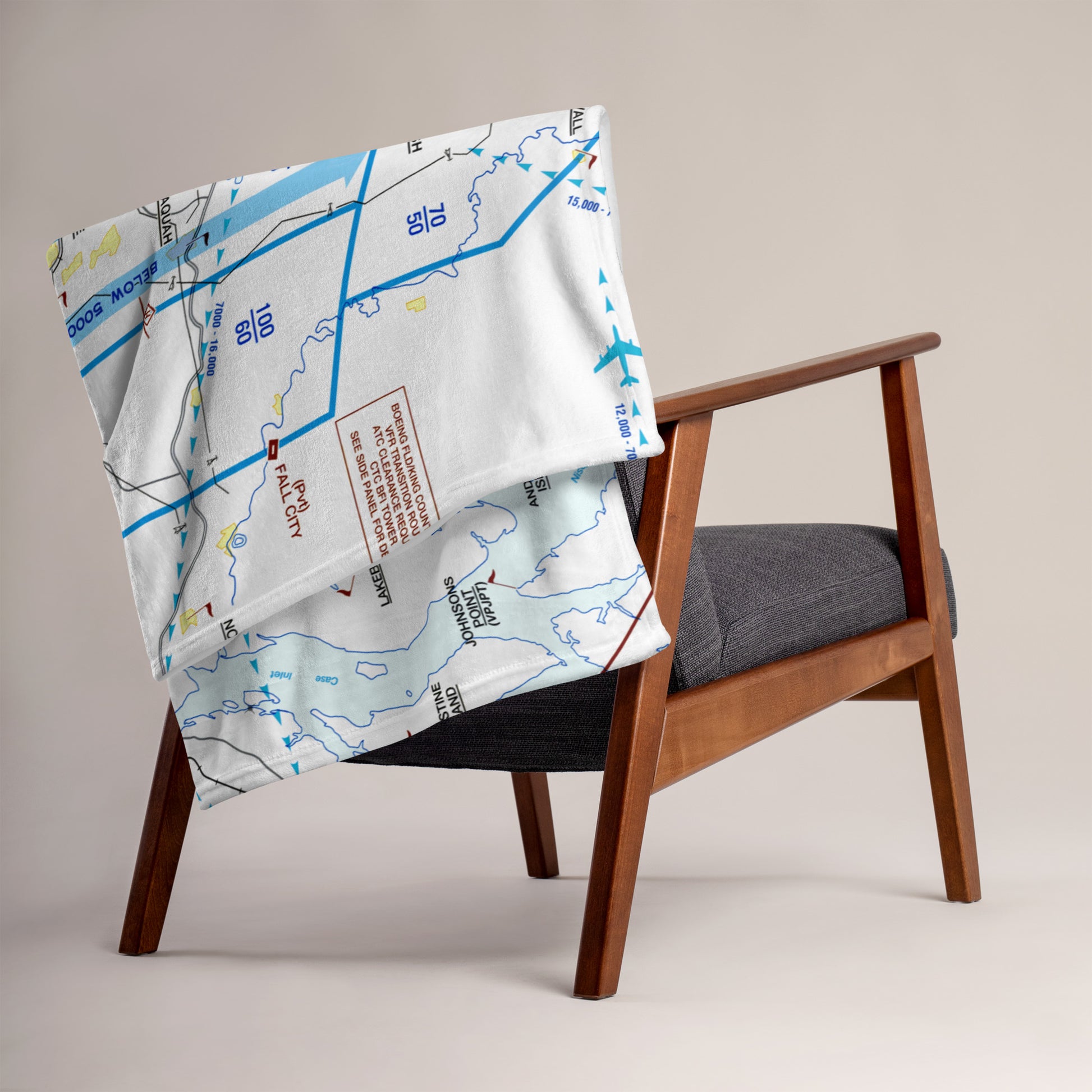 Seattle Flyway Chart throw blanket