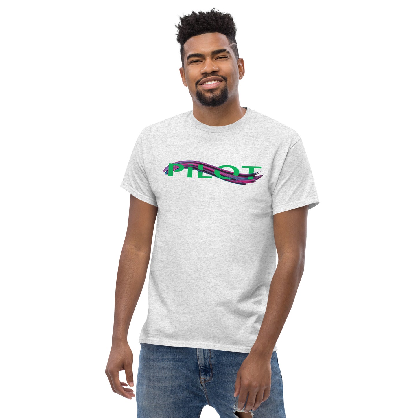 Pilot men's heavyweight tee (green/purple)