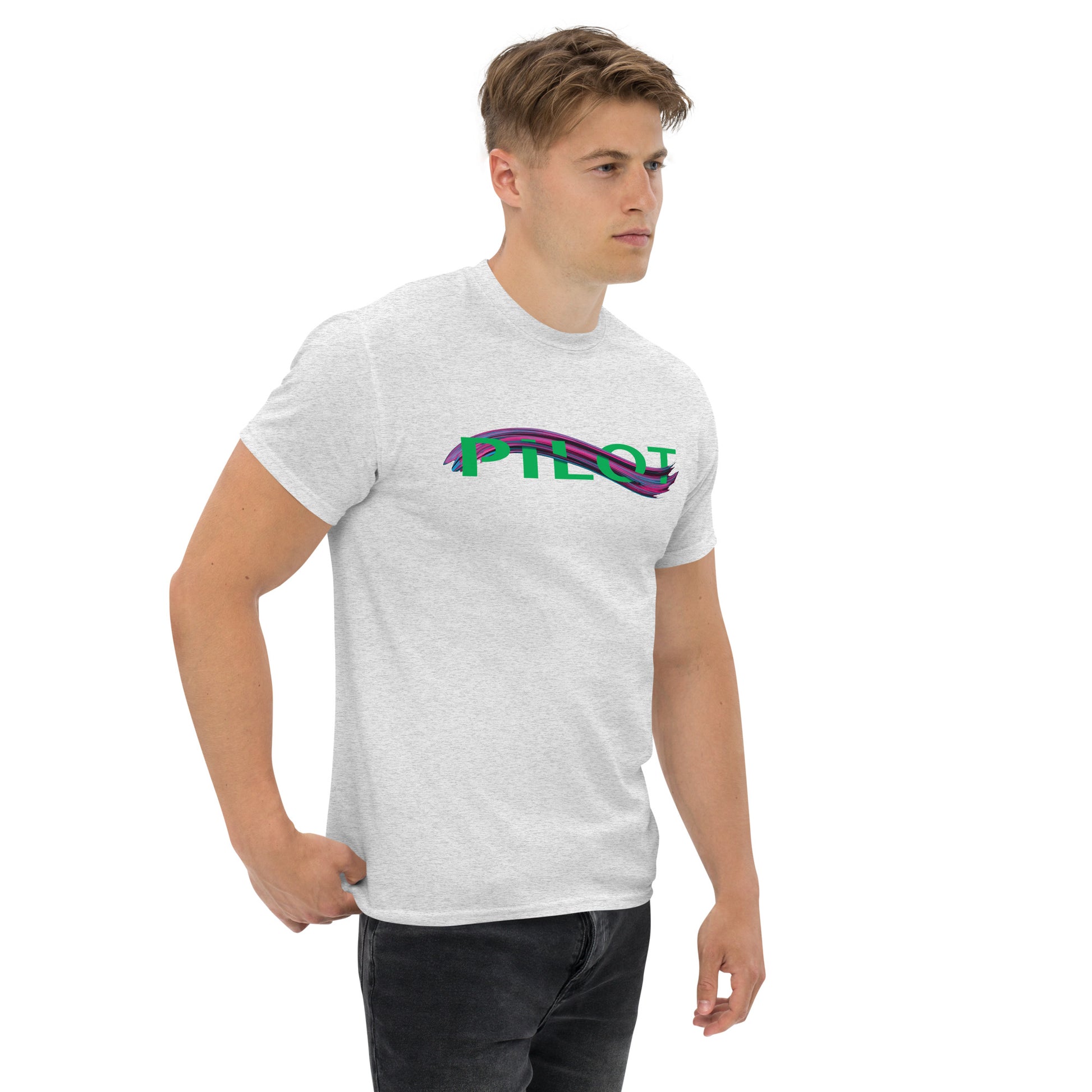 Pilot men's heavyweight tee (green/purple)