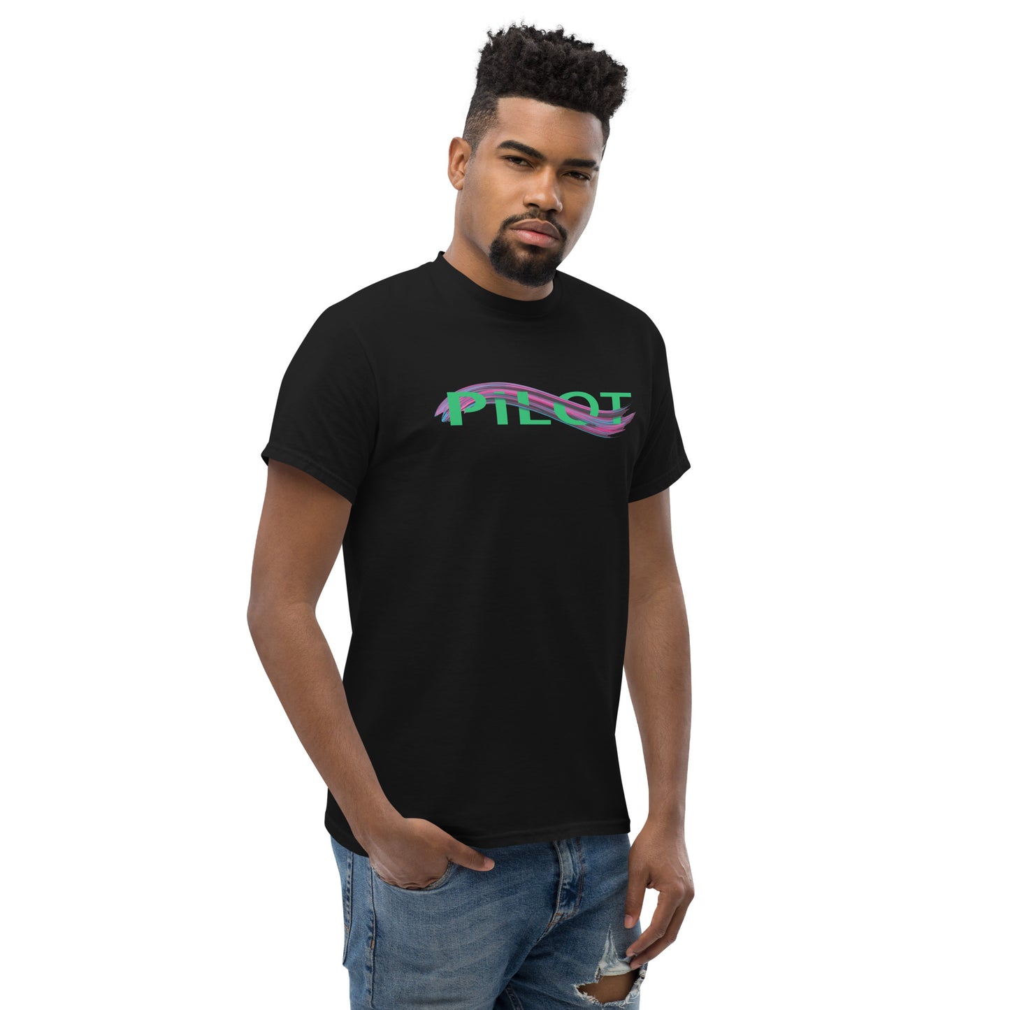 Pilot men's heavyweight tee (green/purple)