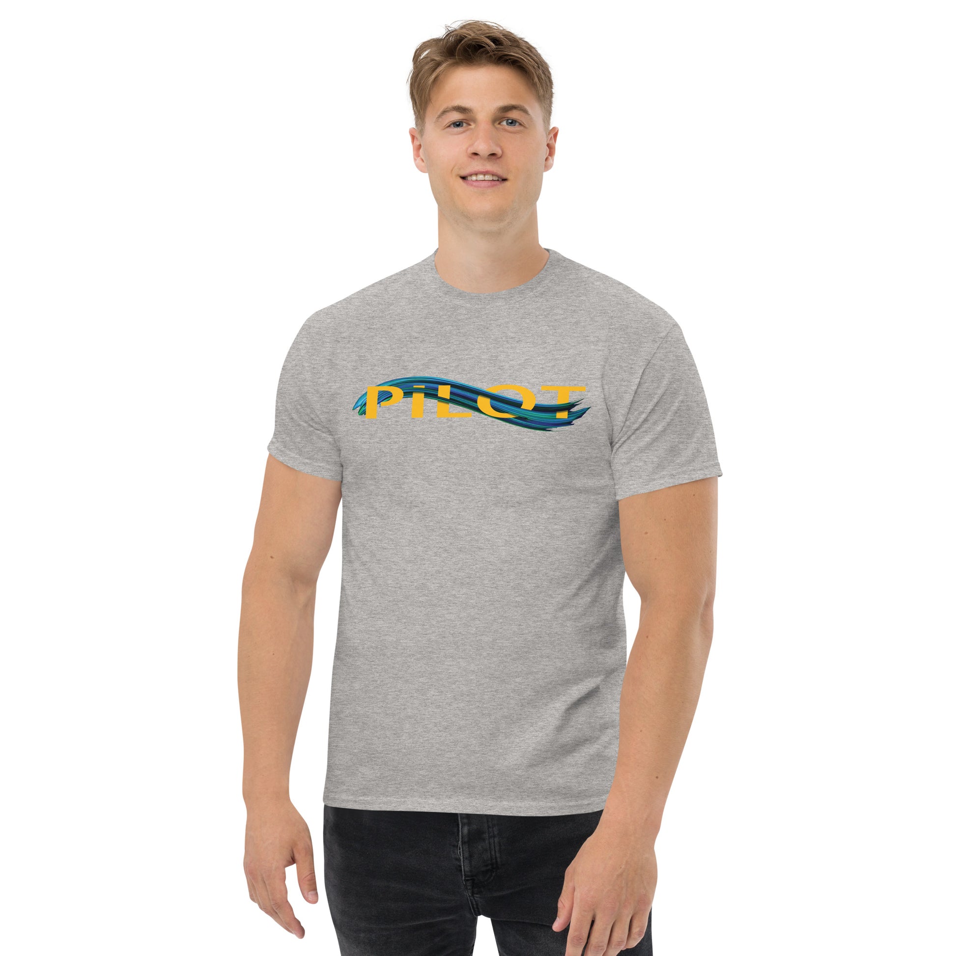Pilot men's heavyweight tee (yellow/blue)