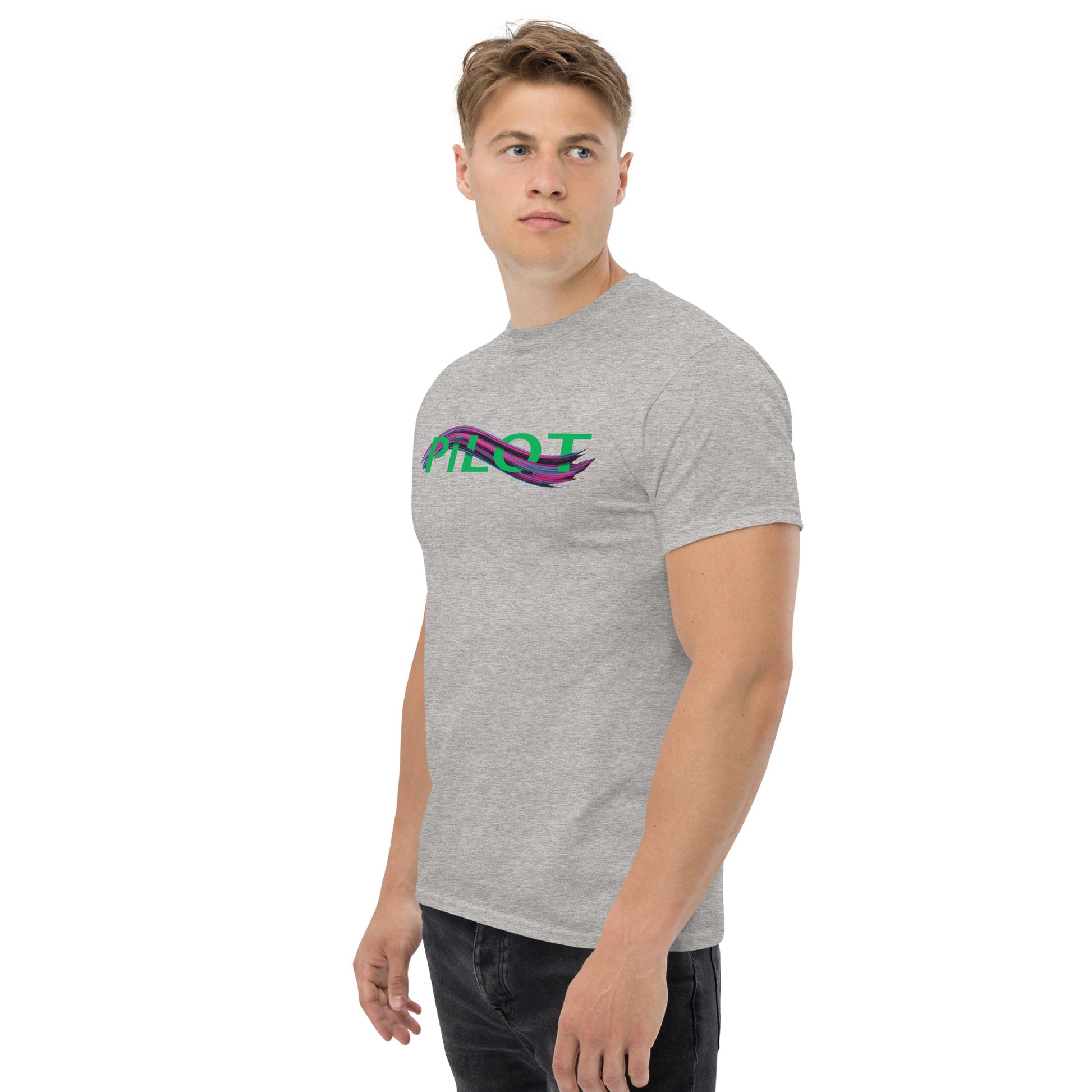 Pilot men's heavyweight tee (green/purple)